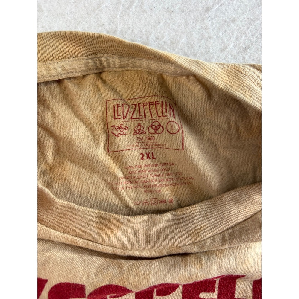 Led Zeppelin T-Shirt Mens 2XL Tan Tie Dye‎ Tampa Stadium Concert Graphic Tee - Picture 2 of 5